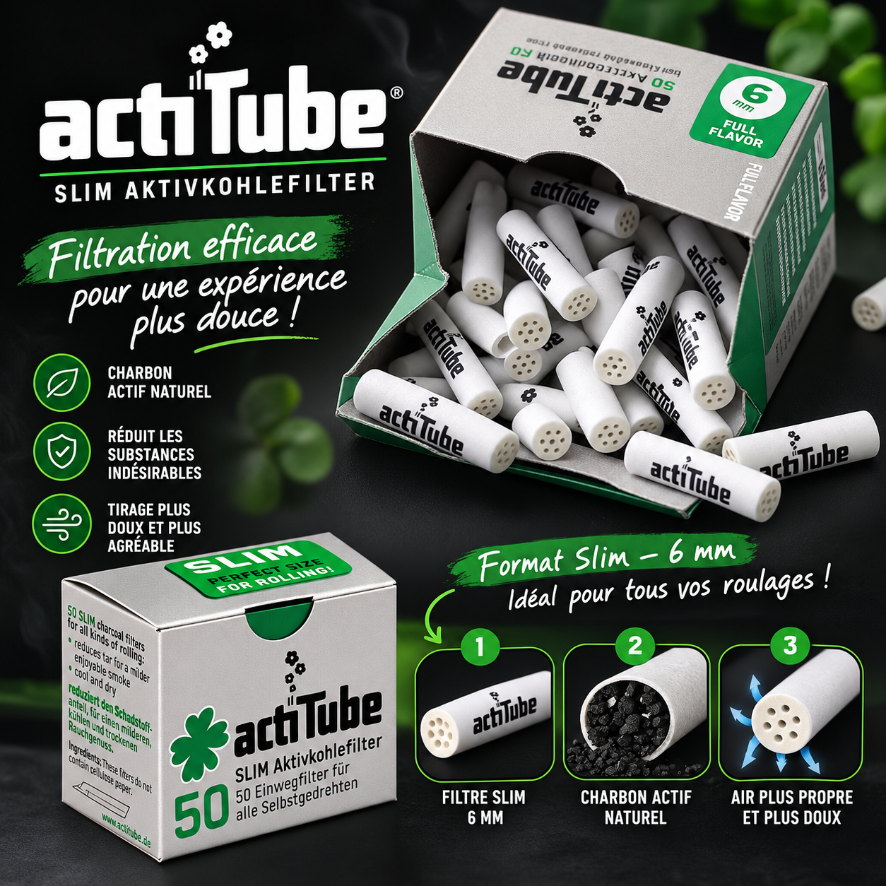 FILTRES A CHARBON ACTIF - SLIM BOITE DE 50 FILTRES – vue 2