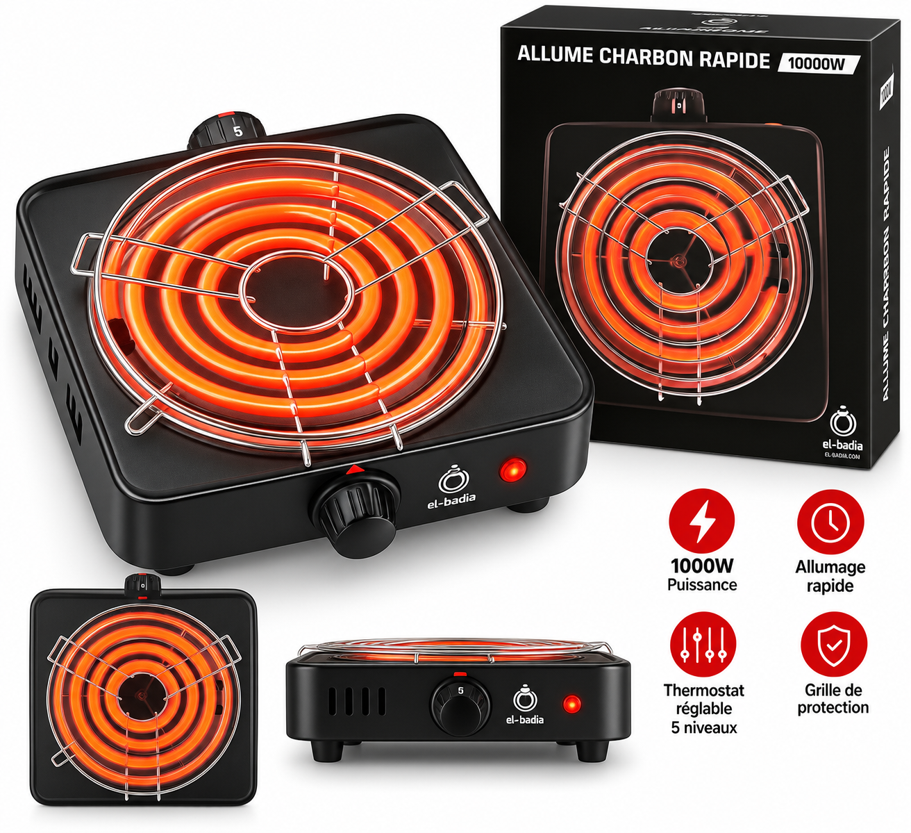 PLAQUE ALLUME CHARBON 1000W EL BADIA