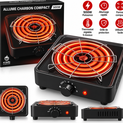 PLAQUE ALLUME CHARBON 500W EL BADIA