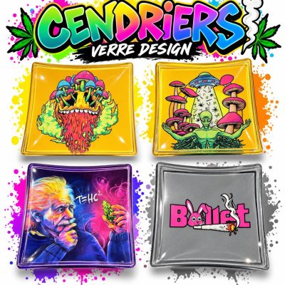 Cendriers plats en verre design - 4 modèles