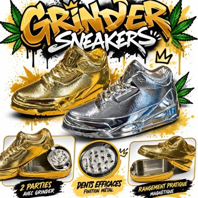Grinder Sneakers en métal finition or ou argent avec rangement - Total Smoke